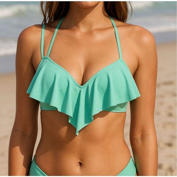 🌊 Calzedonia Size L Ruffle Bikini Top | Coby Style | Push-Up | Adjustable Strap - Picture 2 of 4